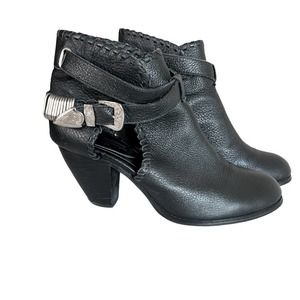 CELEBRITY owned Madison Harding Genuine Leather Booties Silver Buckle Fasteners